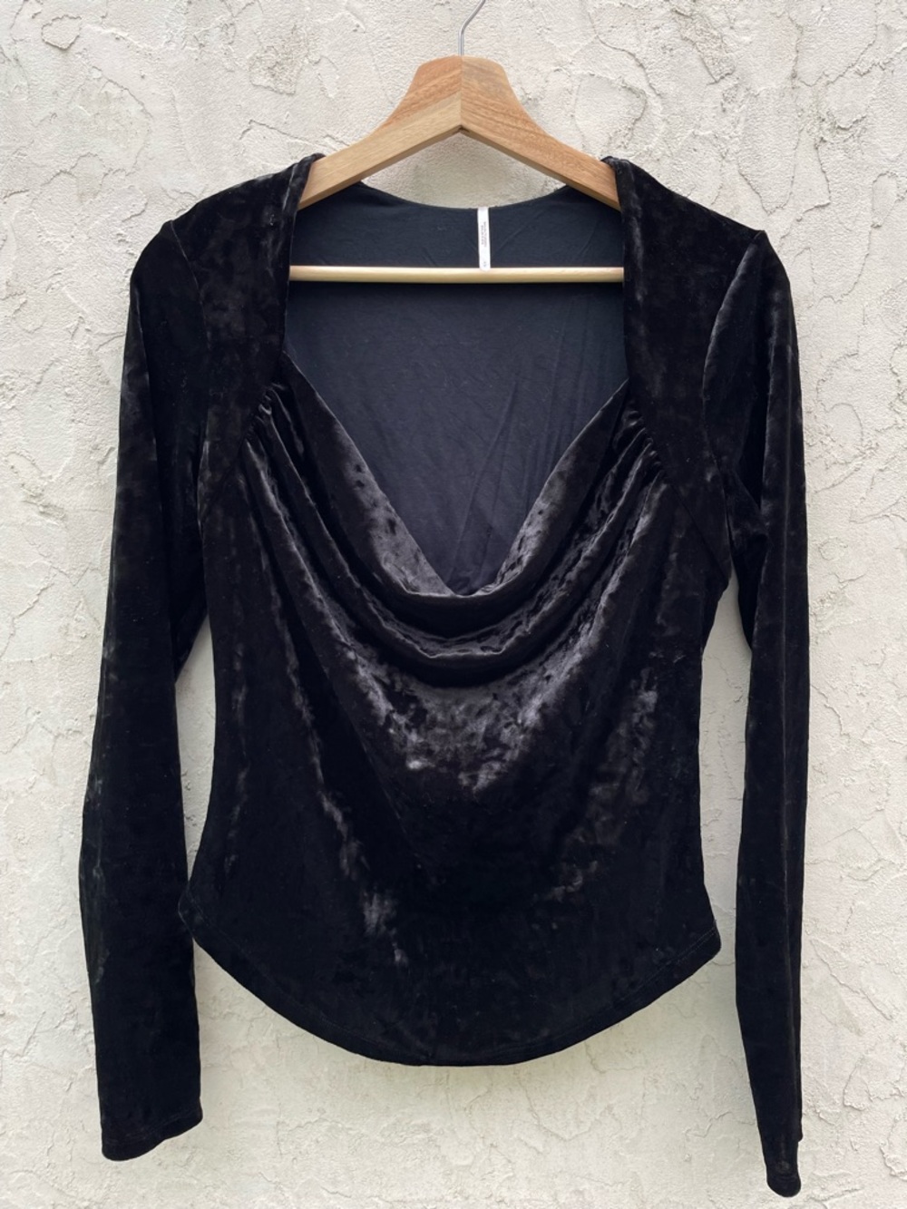 Free people Black Velvet Drape Neck Top size s